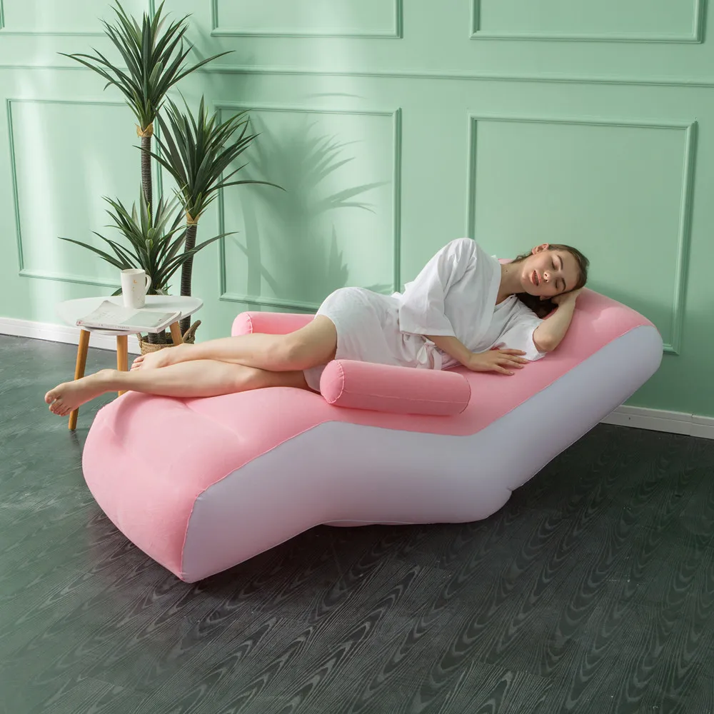 2024 New Inflatable Lazy Sofa Fashionable Comfortable Lunch Break Recliner Indoor Foldable Bed Leisure Air Bench