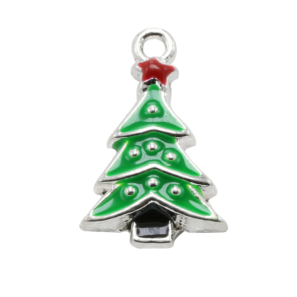

10pcs Christmas Tree Pendant Ornaments Alloy Jewelry Making Charms DIY Craft Supplies Accessories Decorations Gifts