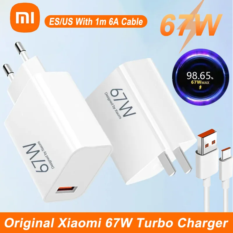 Original 67W Xiaomi Turbo Charge Super Fast Charger EU Adapter For Mi 14 Ultra 13T 12 Lite 11T Redmi Note Poco