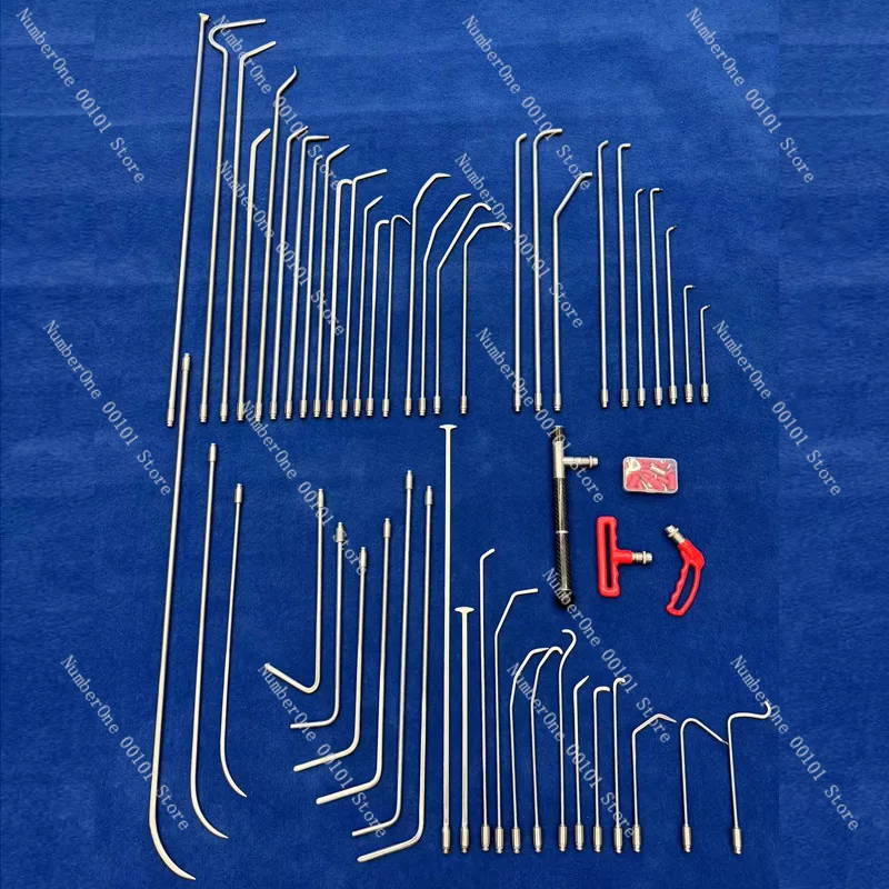 50Pcs Car Dent Repair Tool Kit, Quick Pulling Hooks Auto Sheet Metal Pit Remover With Replaceable Handle & Pulling Rod Heads