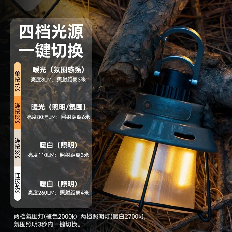 Lampada da esterno con semi di loto, atmosfera di illuminazione da campeggio, lampada portatile da campeggio a LED, lunga durata della batteria