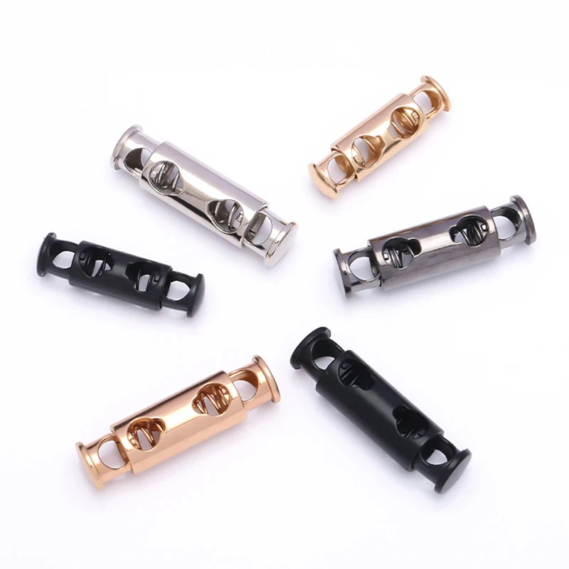 10Pcs Metal Double Hole Head Spring Buckle Cord Lock Elastic Adjustment Buckles Tightening Fasteners Locks Sewing Accessories