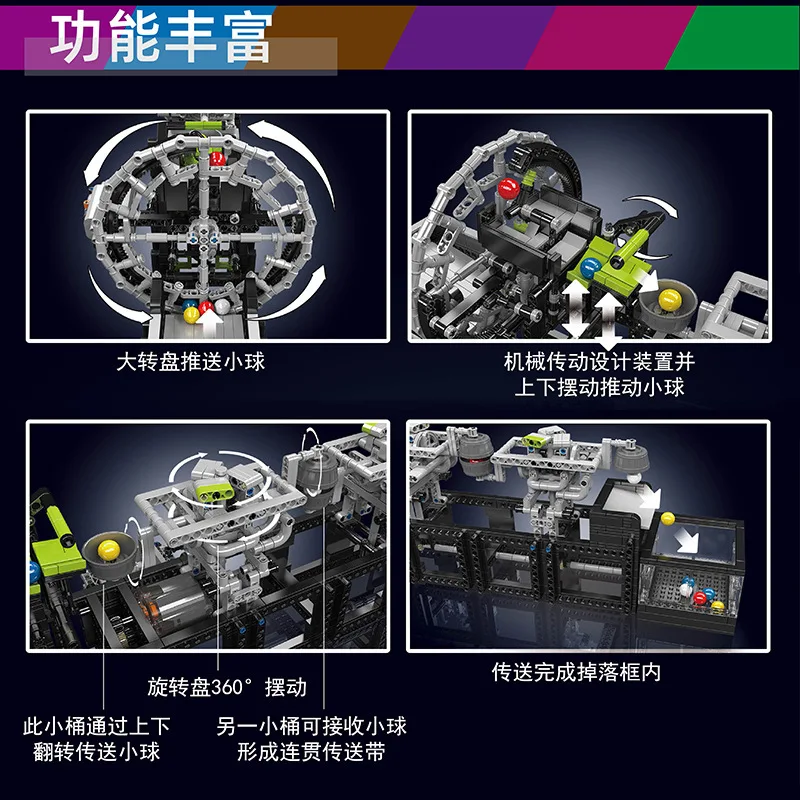 BUCKETS, línea de montaje eléctrico de rueda grande, bloques de construcción mecánicos de alta tecnología, modelo de potencia modificada, juguetes de ladrillos
