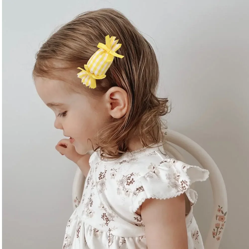 Oaoleer 4Pcs/lot New Candy Hair Clips For Kids Girls Fashion Plaid Cloth Handmade Hairpins Child Headdress Baby Hair Accessories