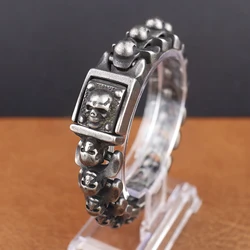 Punk Rock Stainless Steel Skull Bracelets for Men Vintage Domineering Skull Bangles Popular Motorcycle Amulet Jewelry Wholesale