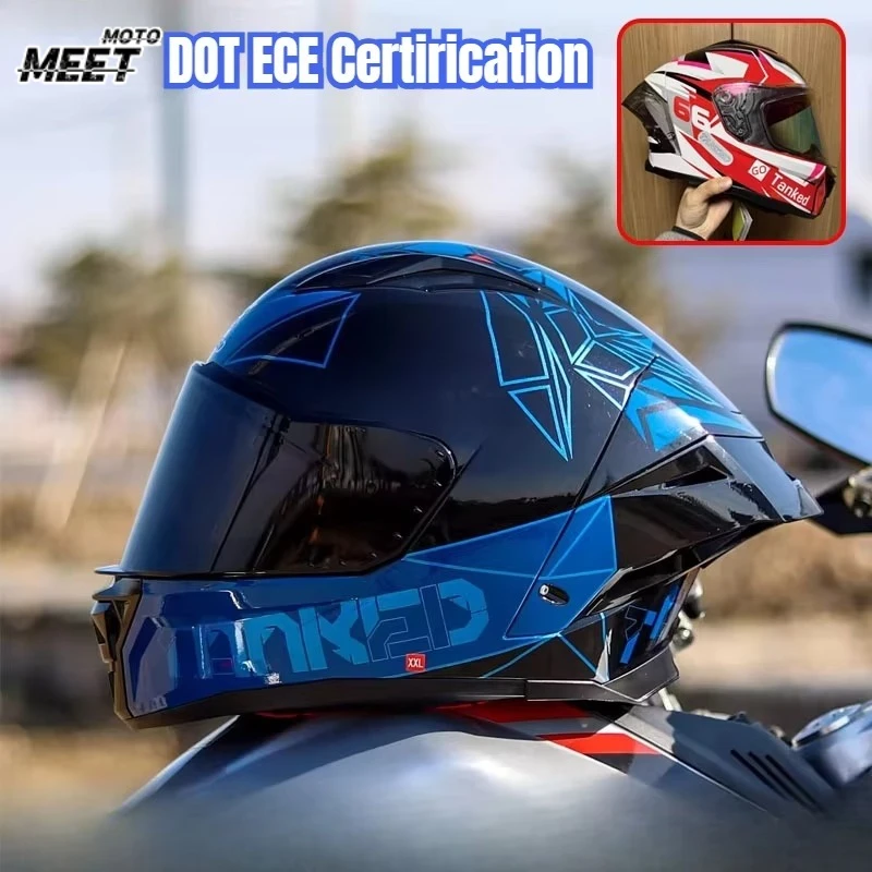 TANKED Motorcycle Sport Bike Helmets DOT ECE2206 Cosas Double D Street Capacete S M L Moto Hemets for YAMAHA YZF-R3 R1
