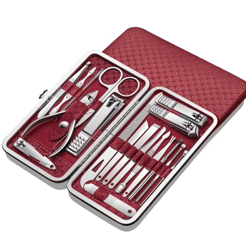 19PCS Professional Stainless Steel Pedicure Set Personal Care Travel Kit Manicure Set Pedicure Kits High Quality Nail Clippers