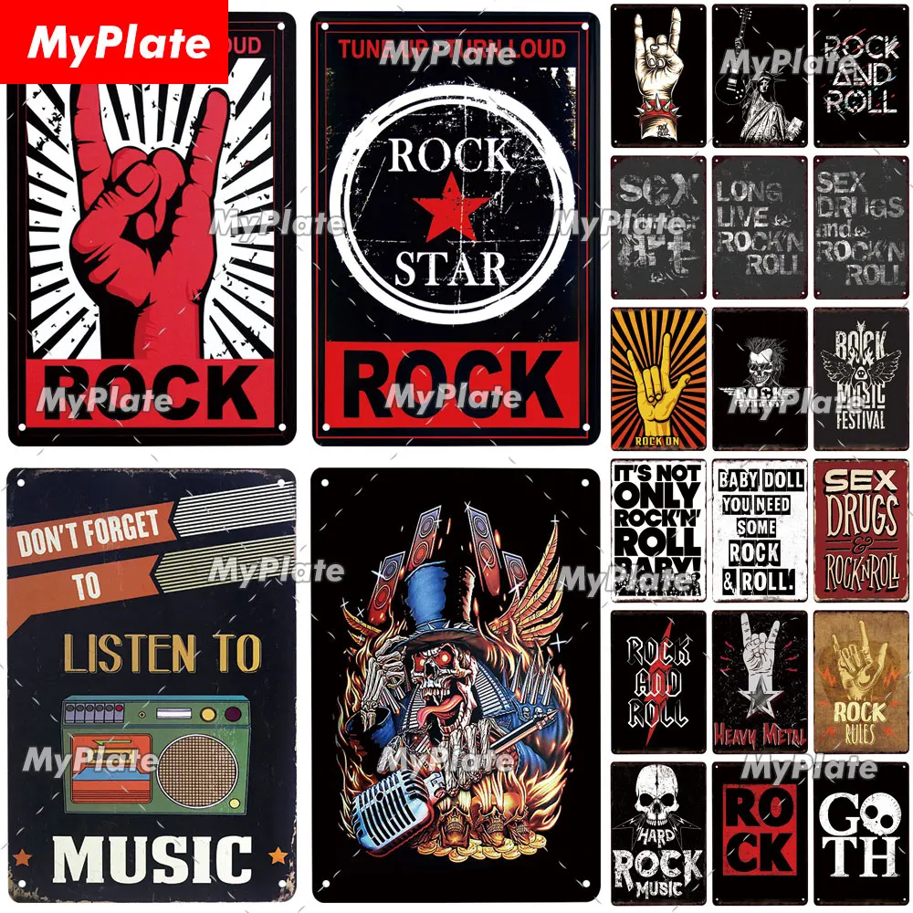Rock Team Metallschild Vintage Plakette Blechschild Wanddekoration für Bar Pub Fans Club Man Cave Musik Poster Rock n Roll