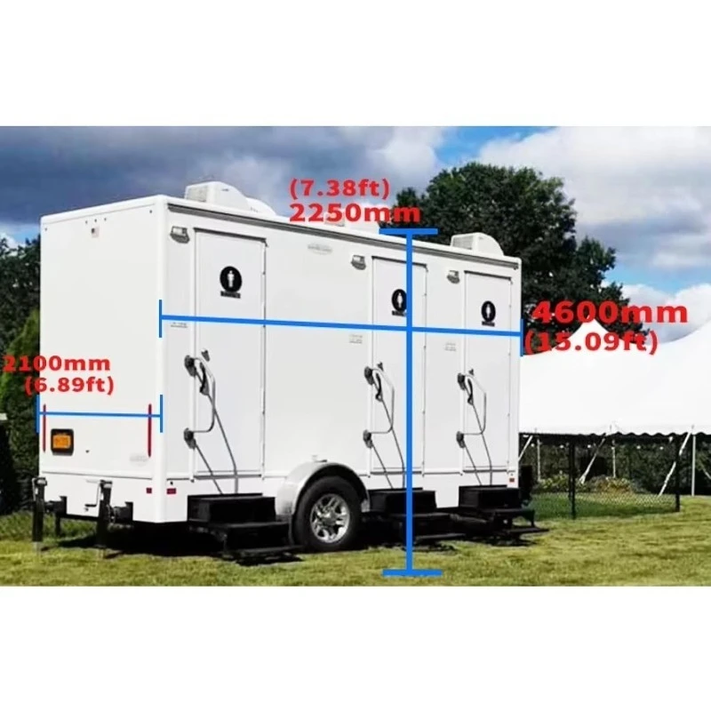 Portable Restroom Trailer Luxury, ADA Shower Toilet with AC Heating System, for Construction Sites Events