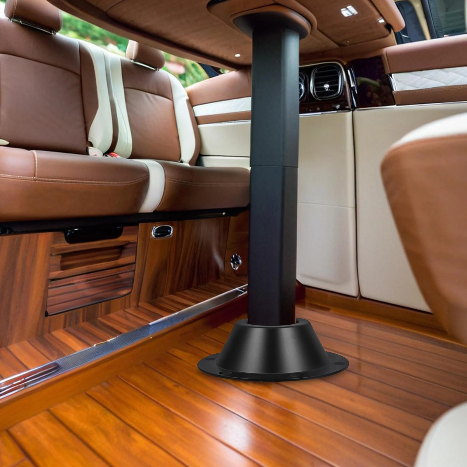 

2pcs Rv Table Base Aluminum Pedestal Bracket For Boat Camper Flush Floor Support Round Leg Plate Connector Accessory Black