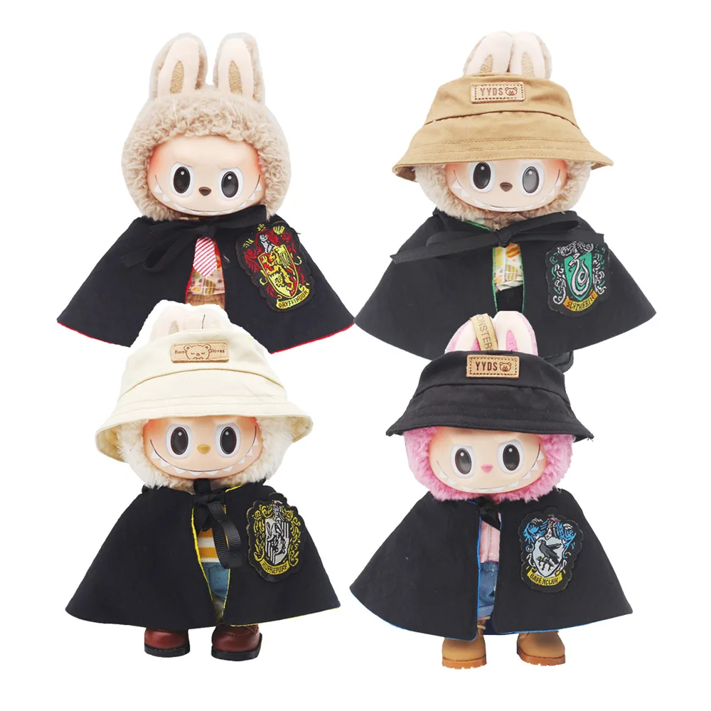 สําหรับ 17 ซม.Labubu แฟชั่นชุดเสื้อคลุมตุ๊กตาไวนิลเสื้อผ้าตกแต่ง Magic Academy สไตล์เสื้อผ้ารองเท้าแว่นตาอุปกรณ์เสริมของขวัญ
