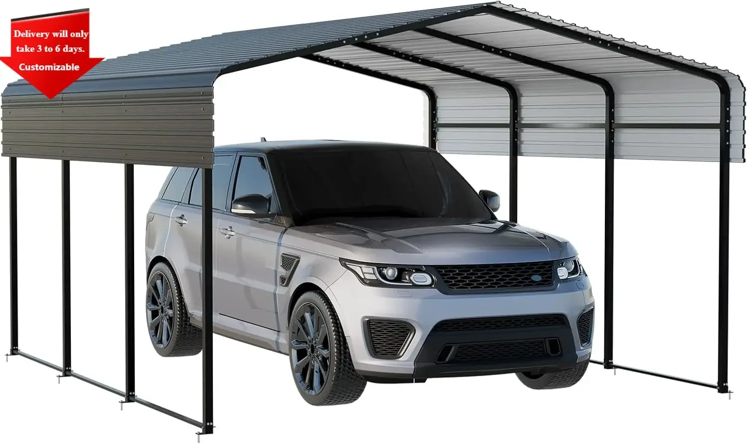 Metal Carport 10 x 15 FT with Heavy Duty Frame & Galvanized Steel Roof, Car Garage, Sturdy Canopy Shelter