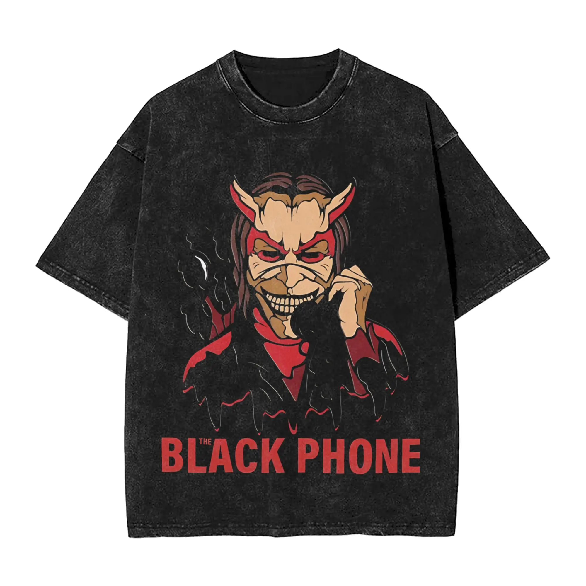 

Harajuku Washed Shirts The Black Phone Horror Movie Outfit Novelty T-Shirts Oversize Streetwear Short Sleeve Summer Tee Shirt