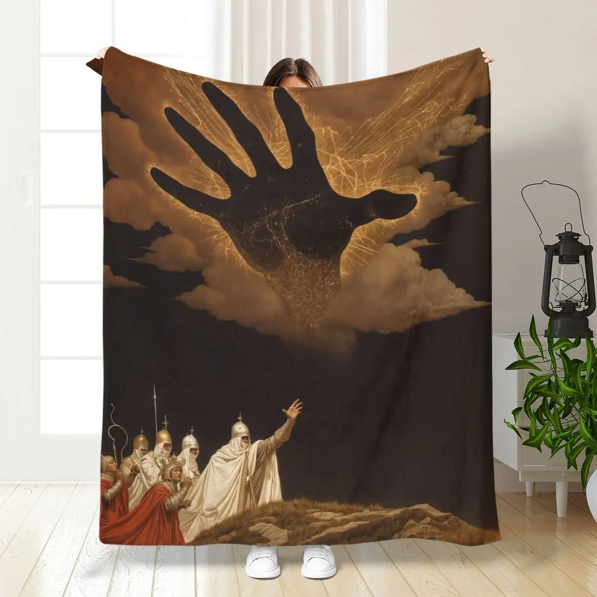 Dramatic Dark Gothic Fantasy Handprint Throw Blanket Tapestry Wall Decor Art 150x200cm Spiritual Cinematic Style