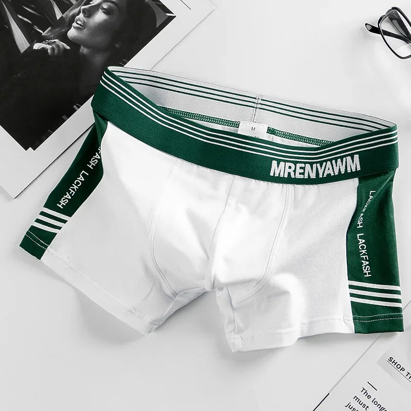 New Men Underwear Cotton Breathable Letter Sports Boxer Shorts Seamless Antibacterial Boxers Students Boys\' Fashion Underpants