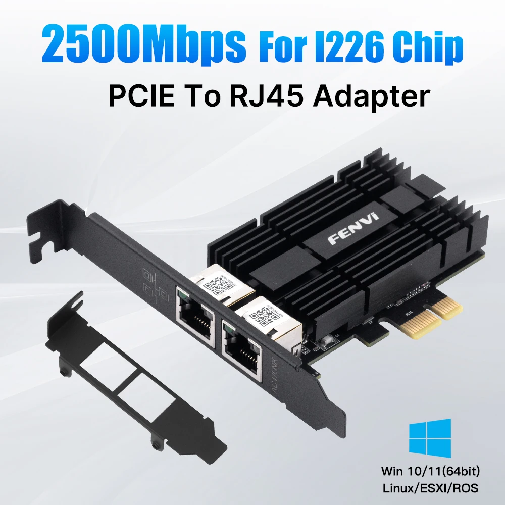 FENVI 2.5G PCIE Ke RJ45 Kartu Jaringan 2500Mbps Gigabit Ethernet I226 Adaptor Jaringan Nirkabel untuk Desktop Win10/11