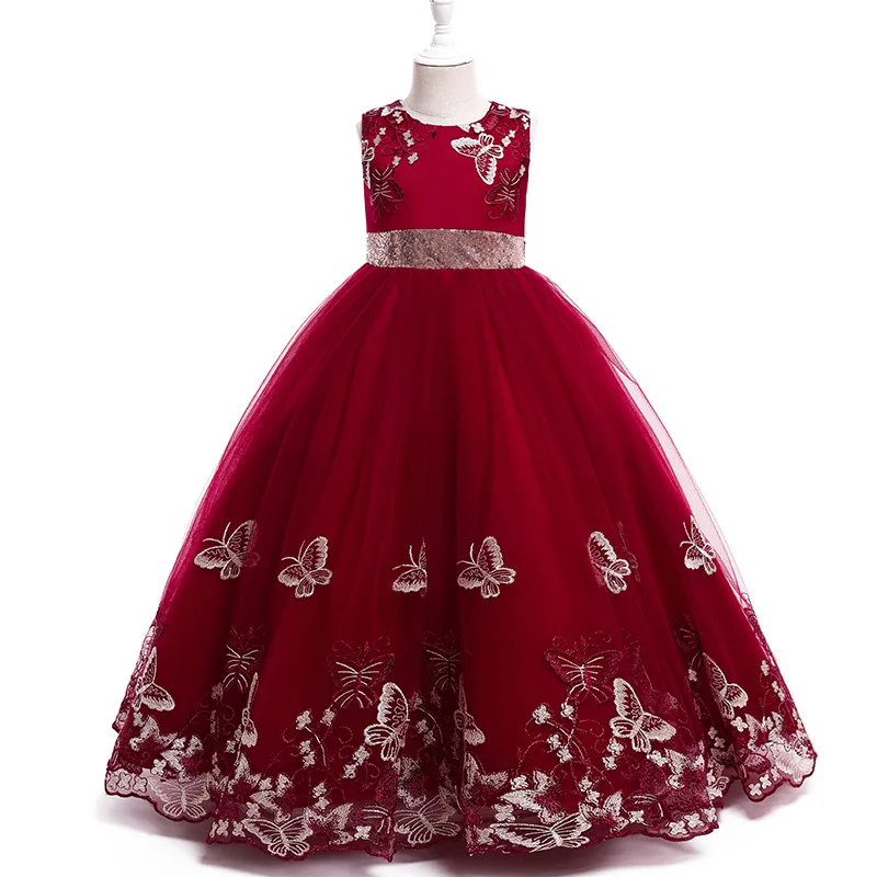 New Arrival Children Dress New Girls Fluffy Wedding Dress Butterfly Print Princess Dress Flower Girl Walk Show Dress