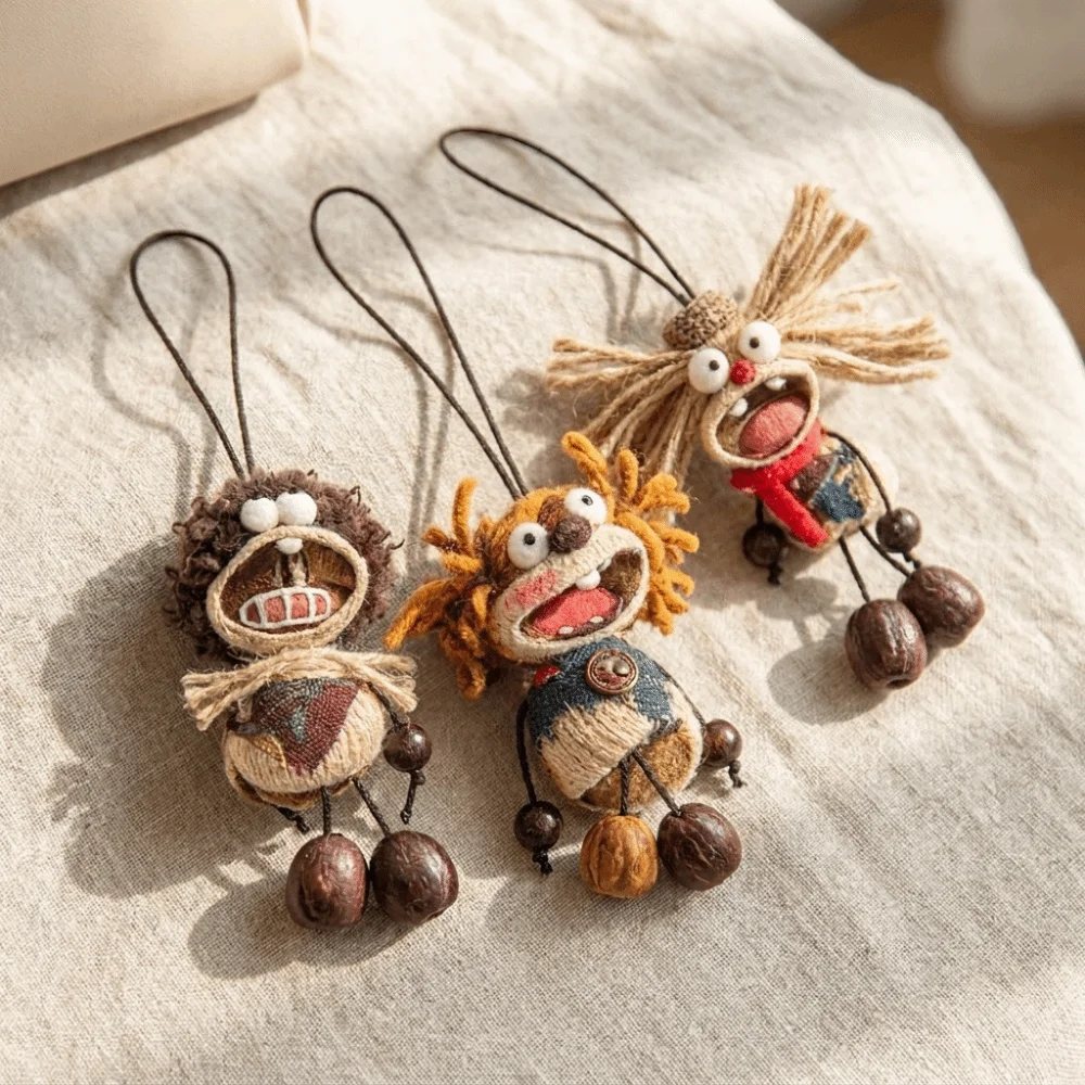 Cute Nut Shell Funny Tongue Keychain Lightweight Fabric Key Pendant Rope Creative Creative Ornament Daily Use