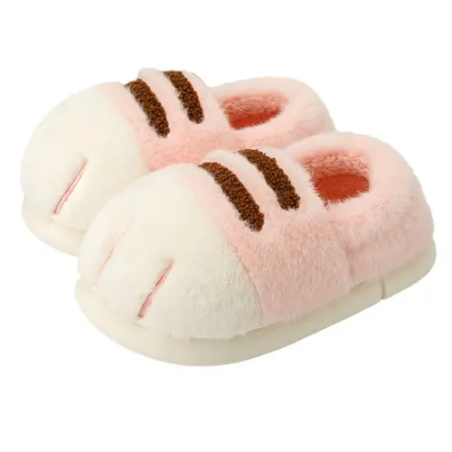 New Adorable Kitty Claw Slippers Women's Home Shoes Non Slip Furry Mules Female Fashion Warm Fluffy Slides Outdoor Cat Slippers - Image 11