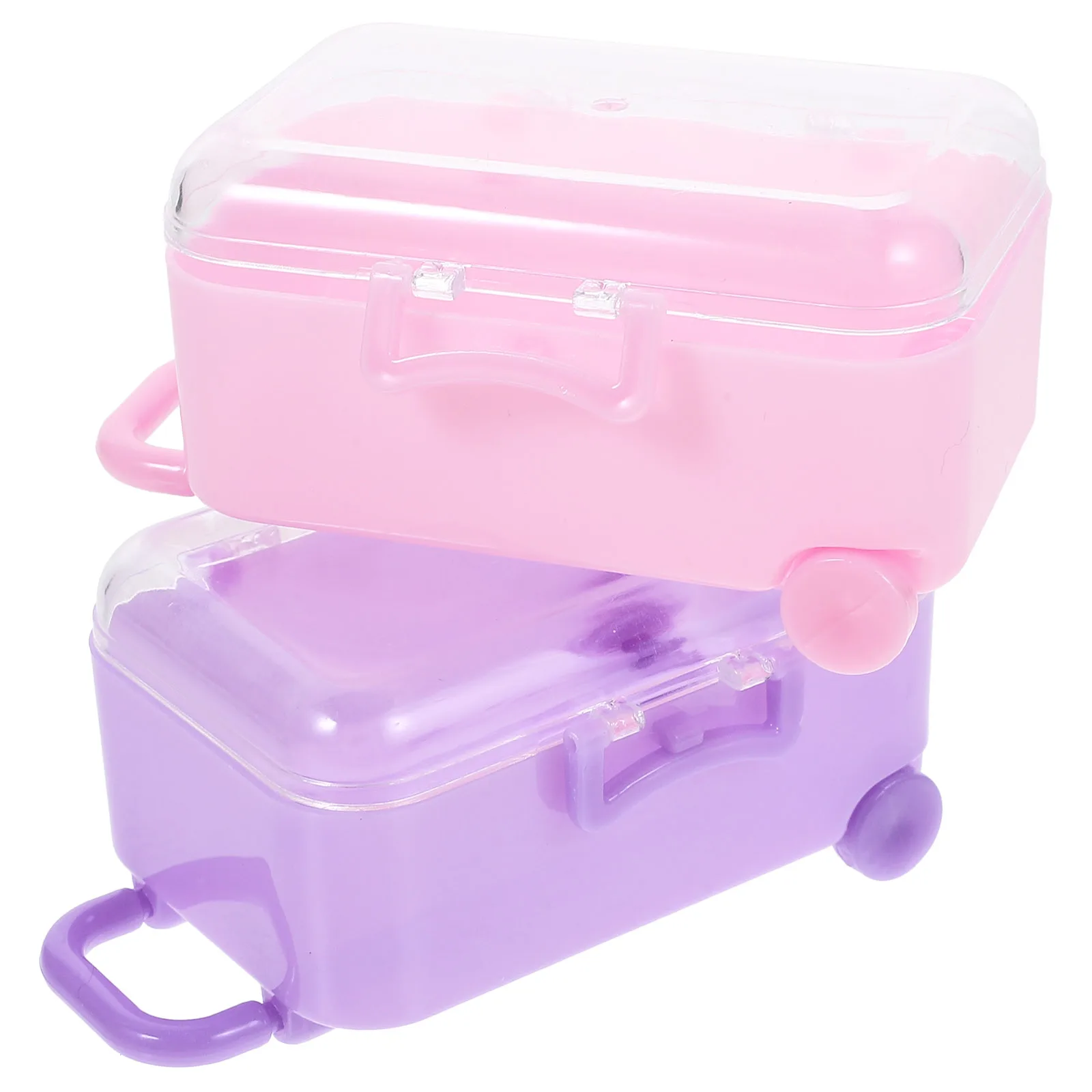 

2 Pcs Reborn Suitcase Accessories Decoration Model Accessory Purple Mini Adornment