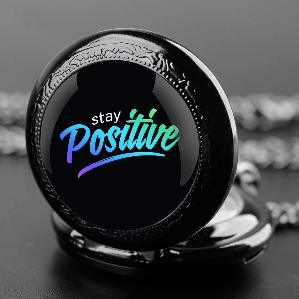 Saty Positive-Design Glass Dome Fashion Arabic Numerals Quartz Pocket Watch Necklace Pendant Chain Mens Women Gifts