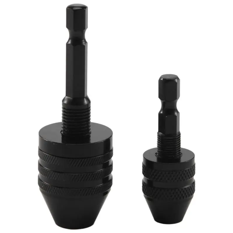 A25F-2Pcs Hex Shank Keyless Drill Chuck, Screwdriver Converter Drill Adapter Quick Change Drill Bits Tool(0.6-8Mm, 0.3-3.6Mm)