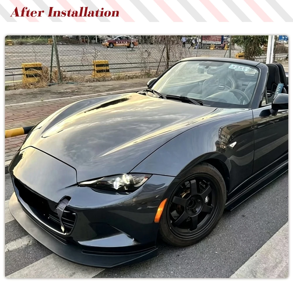Car Front Bumper Lip PU Black Primer Splitters for Mazda MX5 MX-5 ND 4th Generation Car Front Bumper Lip Spoiler Rear Body Kits