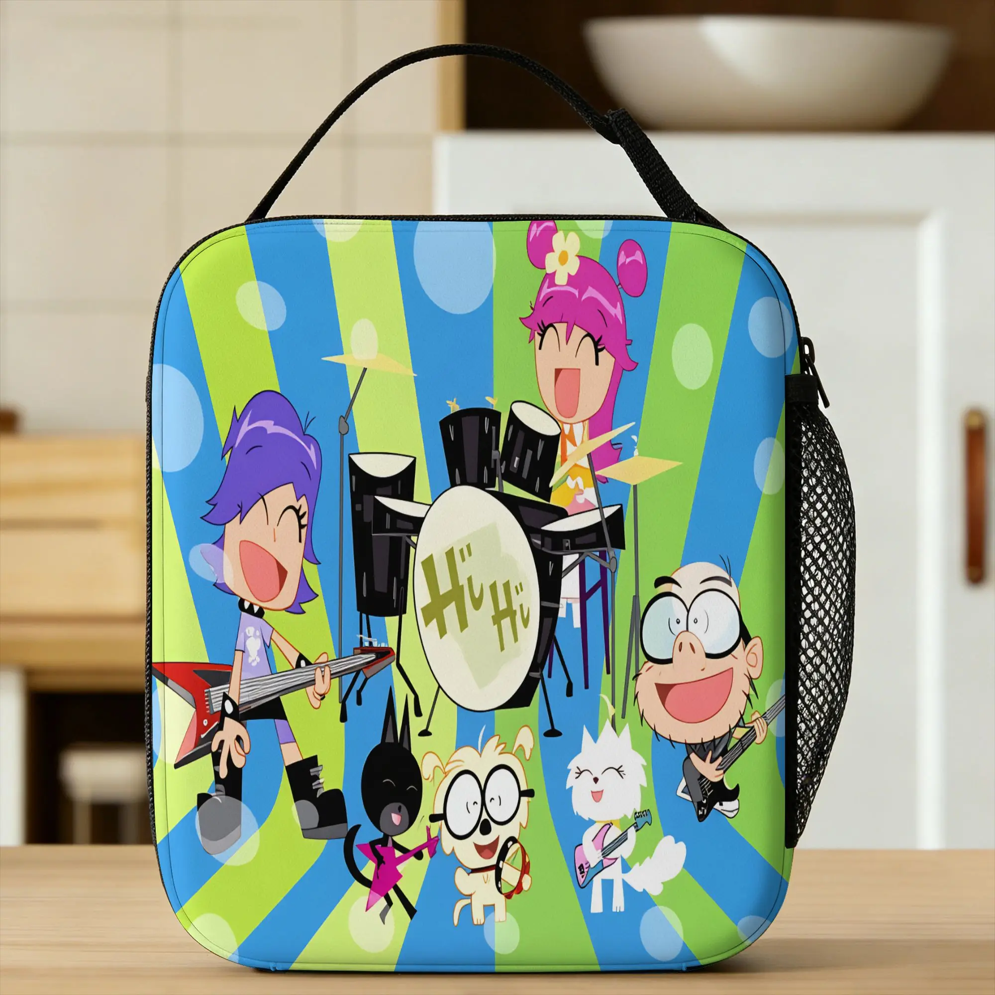 Hi Hi Puffy AmiYumi Lunch Bag  Office Lunch Box For Men Funny Print Thermal Tote Handbags Oxford Portable Zipper Cooler Bag