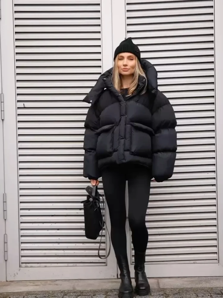 

Классическая однотонная хлопковая куртка с капюшоном, женская шикарная куртка с воротником-стойкой и длинным рукавом на молнии, свободное теплое пальто, женские зимние повседневные уличные куртки