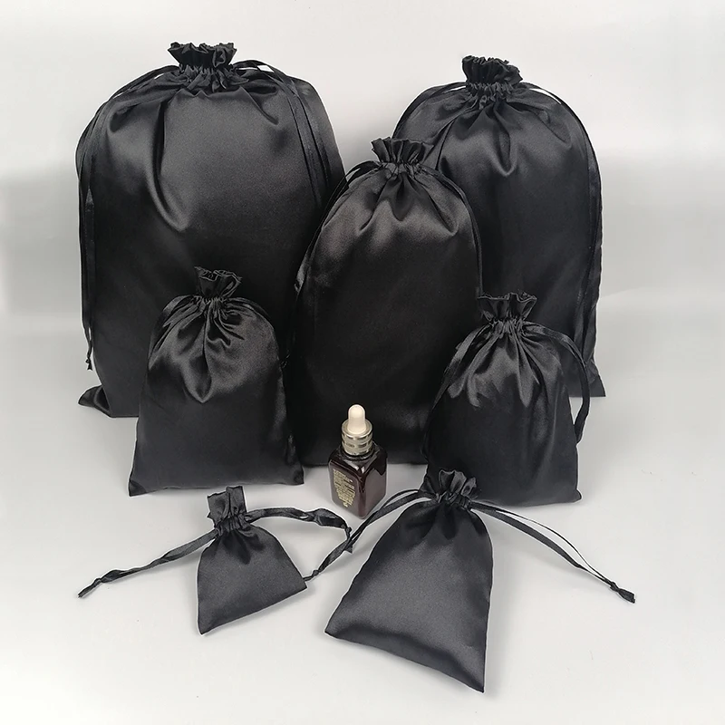 60p Black high quality smooth storage bag dust bag bundle Drawstring bag environmental protection storage bag Silk satin cloth