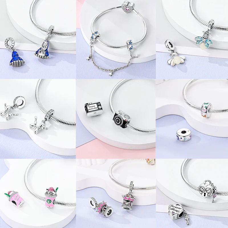 925 Sterling Silber Charm-Perlen Schmetterling Kleeblatt Glücksbringer Katze Böser Blick Delfin Reise-Charms für DIY Armband Halskette Damengeschenk – Detail 11
