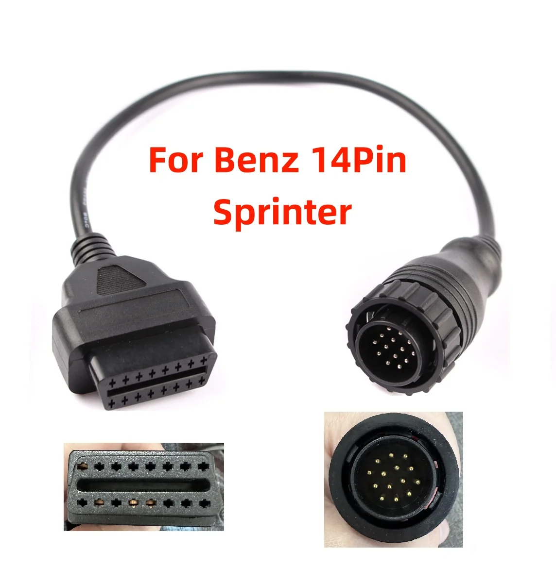 OBD2 OBD 2 Scanner Cable Round Socket 14 Pin To 16 Pin For Benz Sprinter Auto Diagnostic Tools Connector Adapter Cable