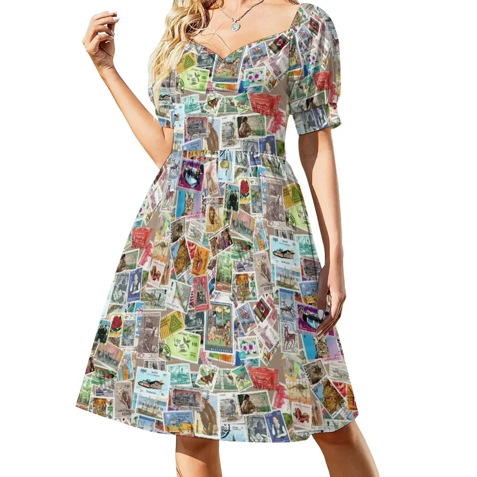 

Vintage postage stamps Sleeveless Dress birthday dresses for women Woman clothing summer dresses ladies 2025 Dress