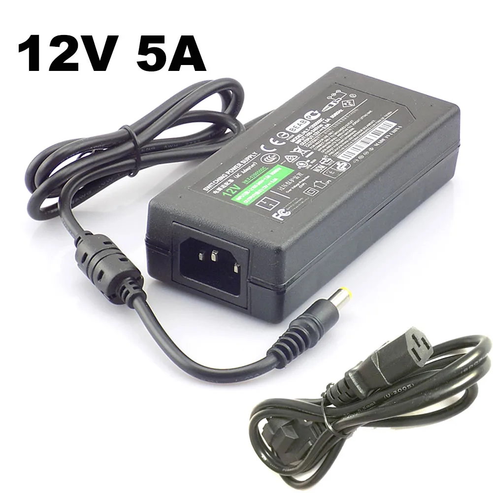 

DC 12V 5A Switch Power Supply Adapter Transformer 110V -240V For Surveillance Camera CCTV DVR LED Strip RGB 5050