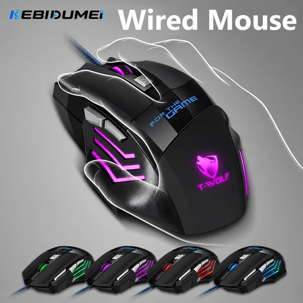 KEBIDUMEI USB Wired Gaming Mouse 2400DPI RGB Breathing Light Ergonomic Mouse E-sports Mice Computer Accessories For Laptop PC