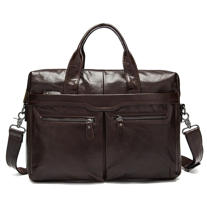 Men's Briefcase Genuine Leather Laptop Bag Leather Shoulder Bags for Men Laptop Briefcase Business Totes for Document