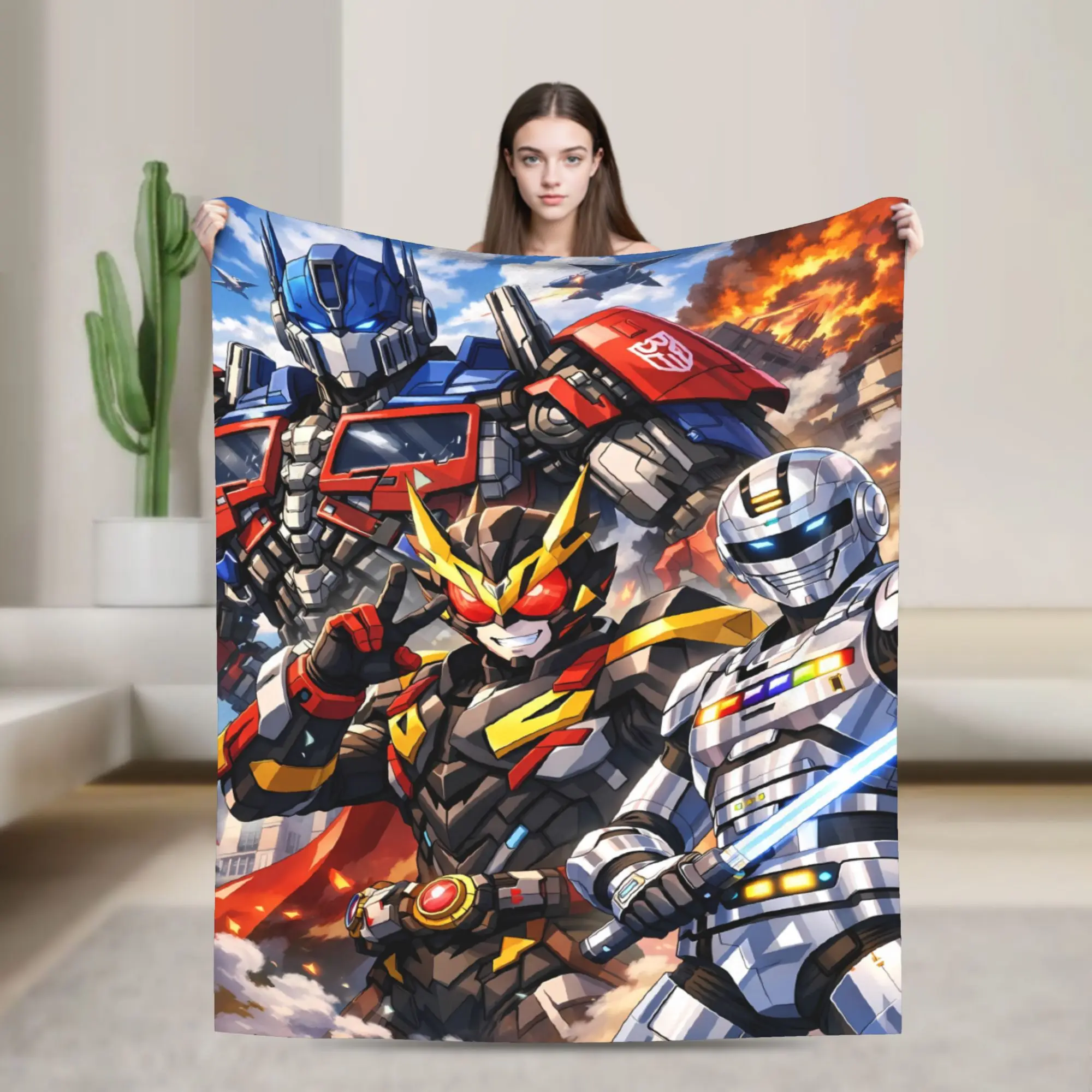 Fire Red Group Collage Kamen Rider Blanket Quality Warm  Bedding Throws Winter Airplane Travel Living Room Novelty Bedspread