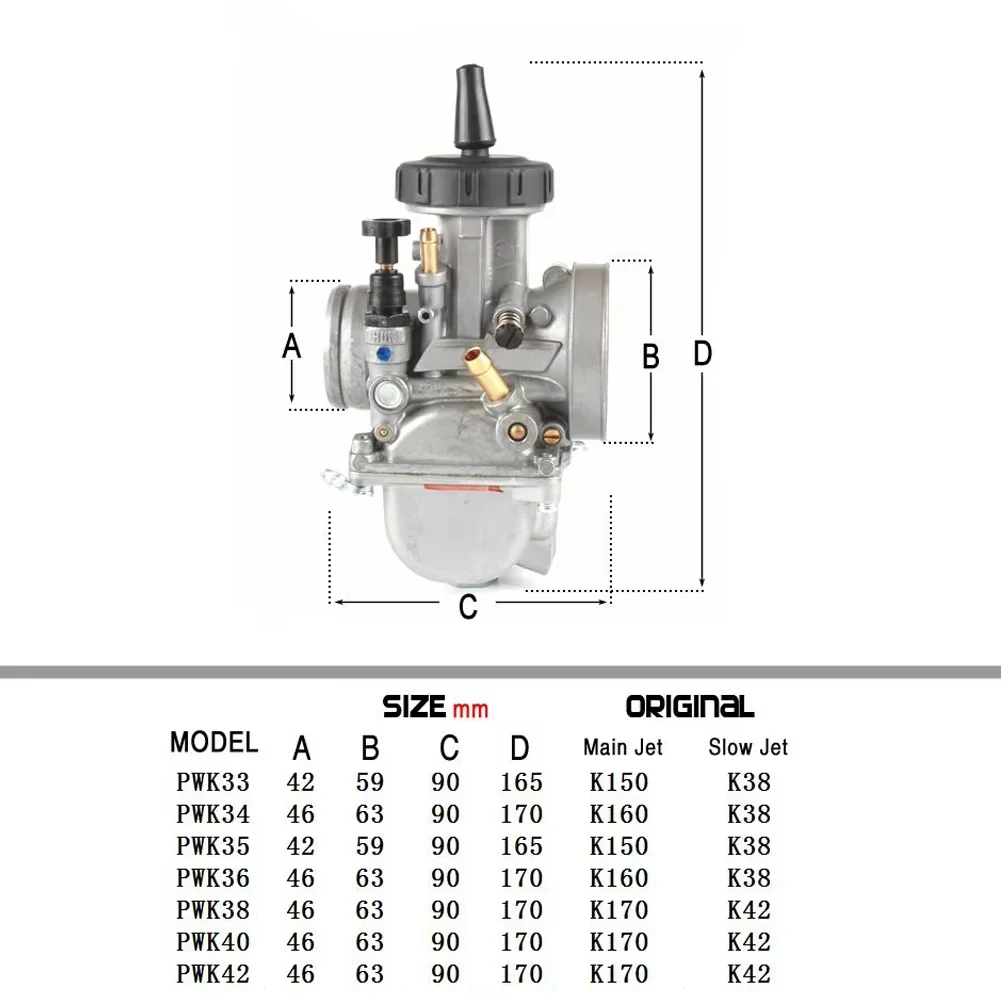 Motorcycle Carburetor PWK 33 34 35 36 38 40 42mm Racing Parts Scooters FOR KEIHI Dirt Pit Bike ATV with Power Jet Used 250cc