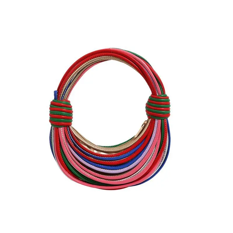 Internet-famous Woven Bag Color-blocking Handbag High Appearance Level Stylish Light Luxury Colorful Single-shoulder Noodle Bag
