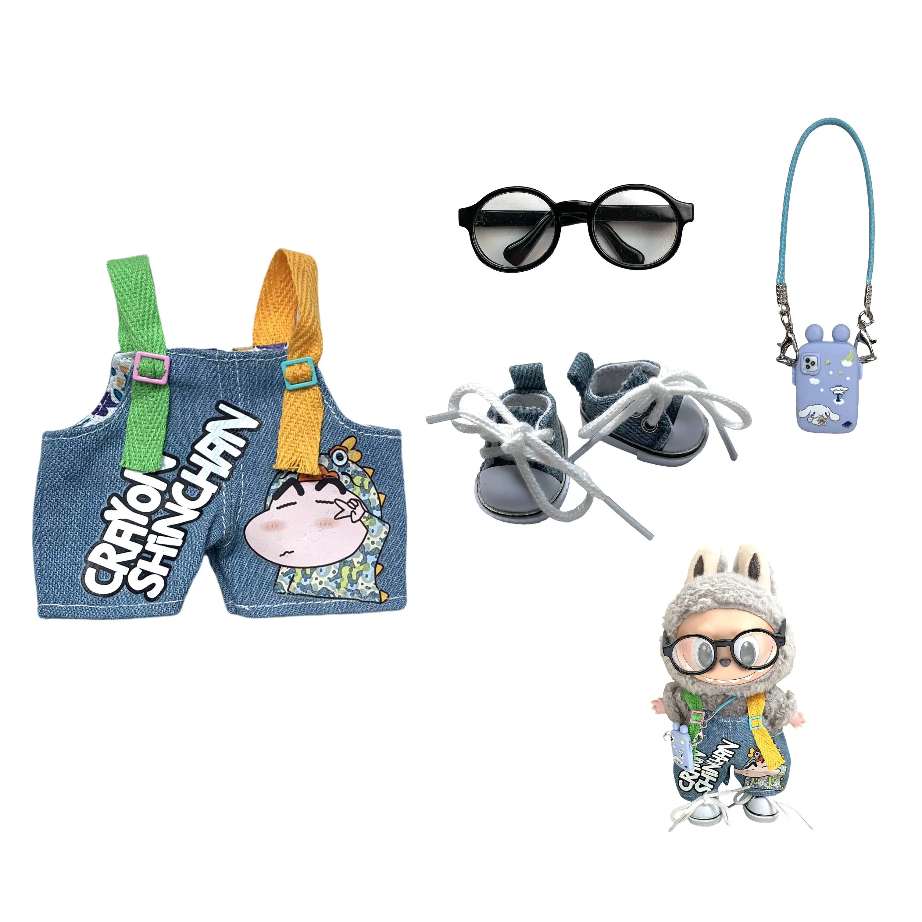 Совершенно новая одежда Labubu 17 см, комплект плюшевых игрушек, милая одежда, детский подарок «сделай сам», аксессуары для волос V1 V2, одежда