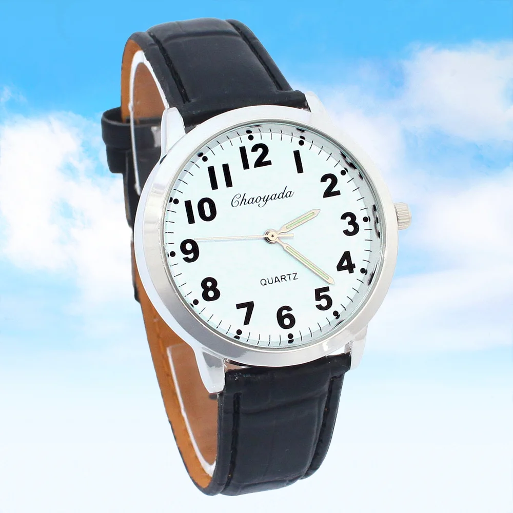 

Fashion Quartz Watch round Number Display Leather Student Wristwatch