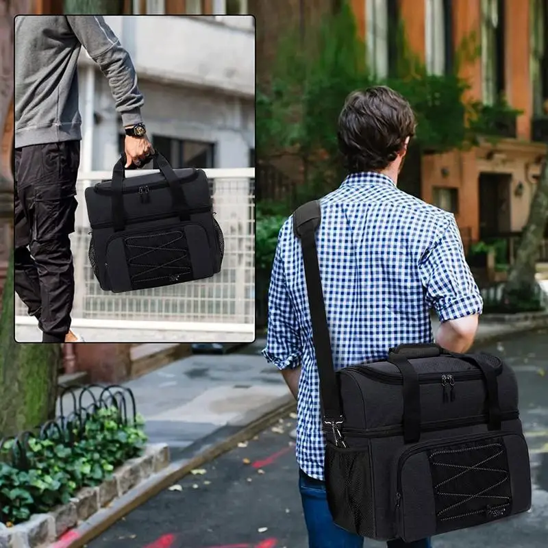 Bolsa de 2 bolas para hombre, bolso de mano con correa acolchada, doble bola