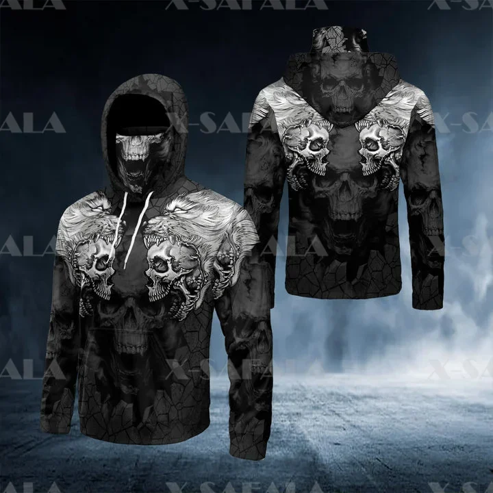 

Dark Gold Vampire Skull 2024 Compass Camo 3D Print Face Mask Neck Warm Hoodies Zipper Man Unisex Harajuku Outwear Pullover-1