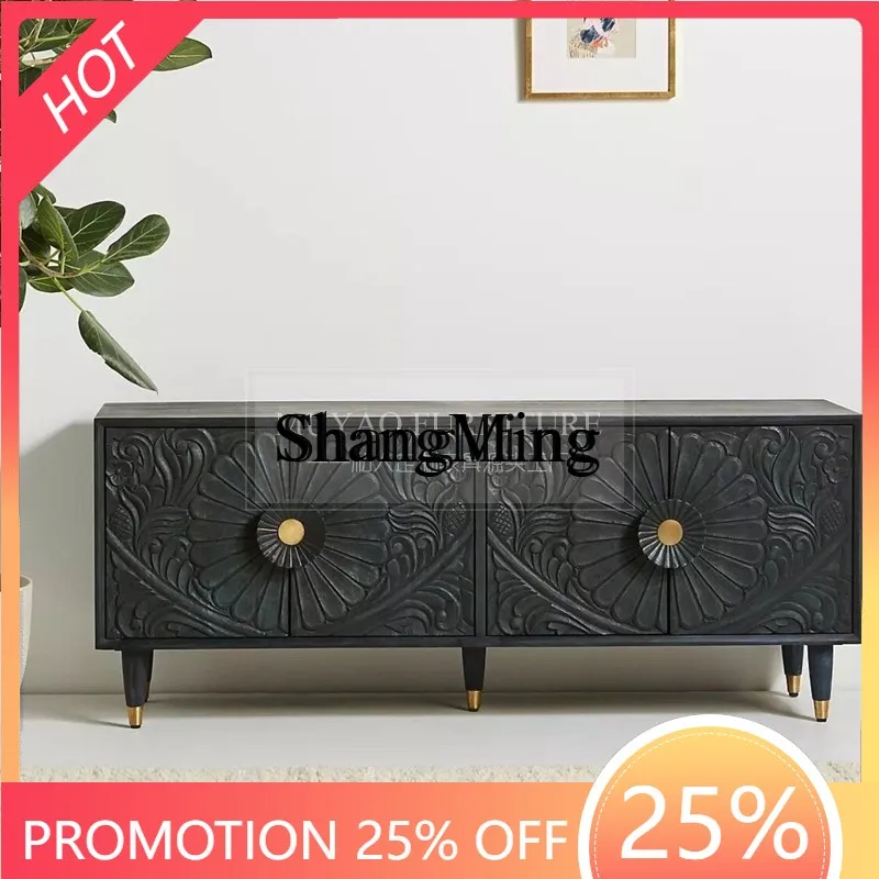 

CL retro carved solid wood TV cabinet, antique foyer audio-visual simple living room decorative locker