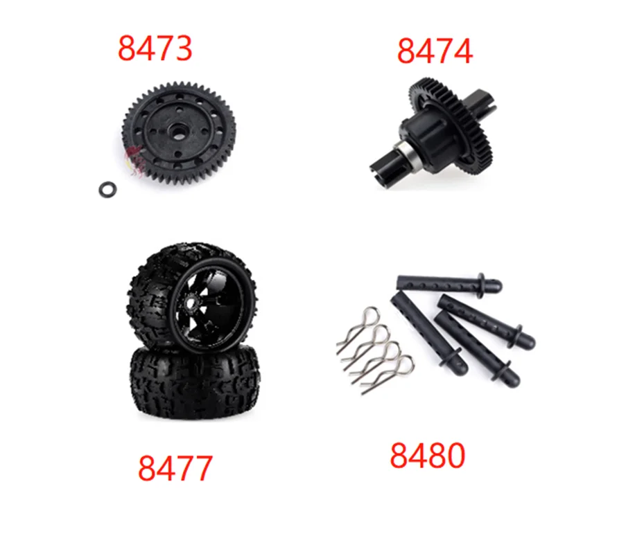 

Rc Car Accessories 1/8 ZD Racing Parts 8473 NylonGear 48T 8474 8706 Center Differential 8477 Pre-glued Tires 8480 Shell Column