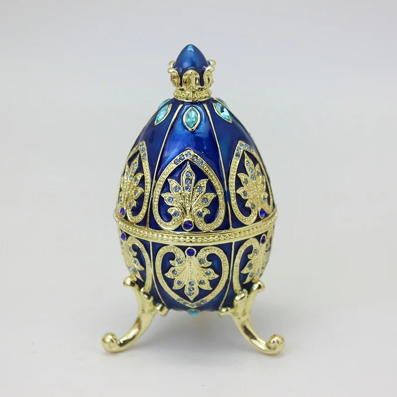 SHINNYGIFTS Easter Egg Style Trinket box Hinged Enameled Jewelry Box, Unique Gift for Family