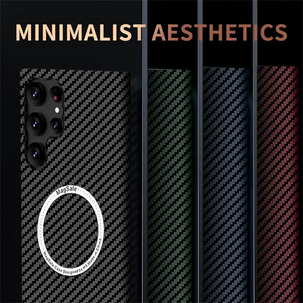 Ultra Slim Carbon Fiber Magnetic Case for Magsafe Samsung Galaxy S26 S25 S24 Ultra S23 S21 Plus S25+ S24+ Mac Safe Matte Cover