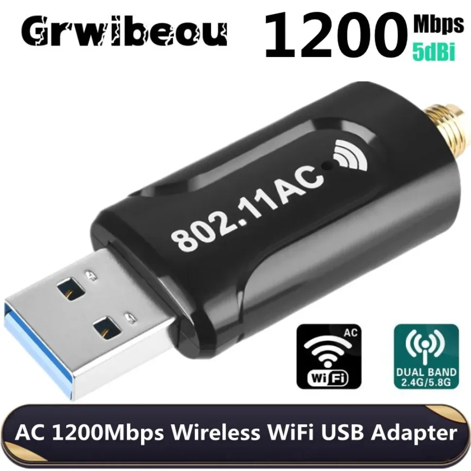 

Dual Band 1200Mbps USB 3.0 Wifi Adapter AC1200Mbps USB Wireless Network card Dongle 802.11ac With Antenna For Laptop Desktop