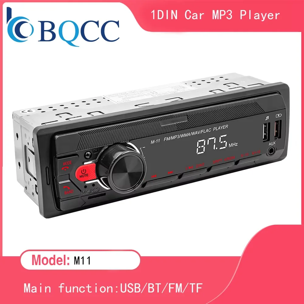 BQCC Car Radio Stereo Player Digital Bluetooth Car MP3 Player FM Radio Stereo Audio Music USB/SD with Built-in AUX Input