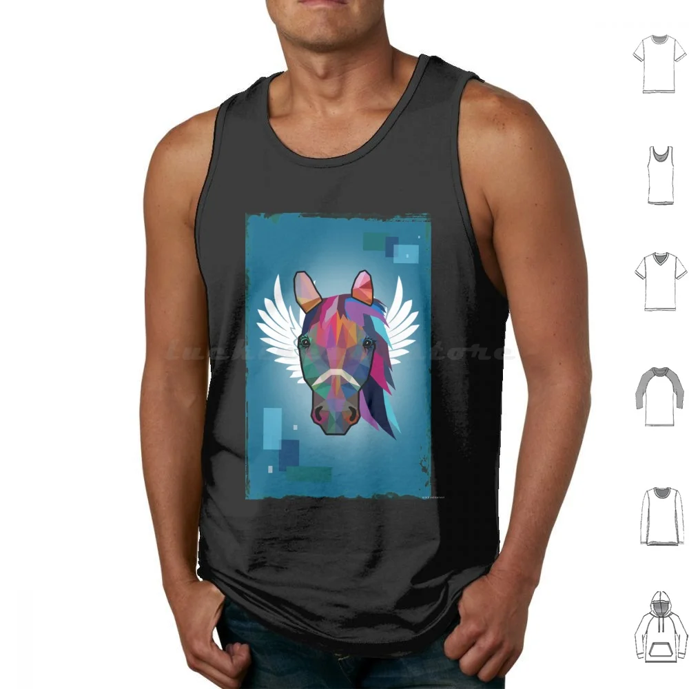 Horse Tank Tops Vest Sleeveless Wpap Horse Wild Animal Thoroughbred Abstract Modern Unique Equine Horses Western Cool Cute